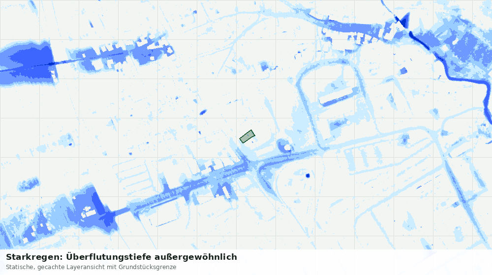 Statische Kartenansicht: Starkregen: Überflutungstiefe außergewöhnlich