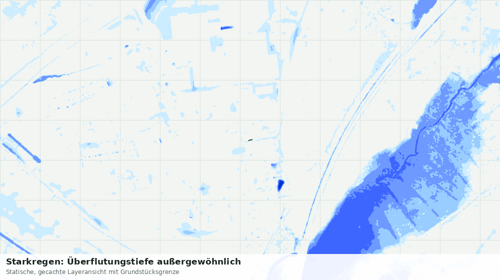 Statische Kartenansicht: Starkregen: Überflutungstiefe außergewöhnlich