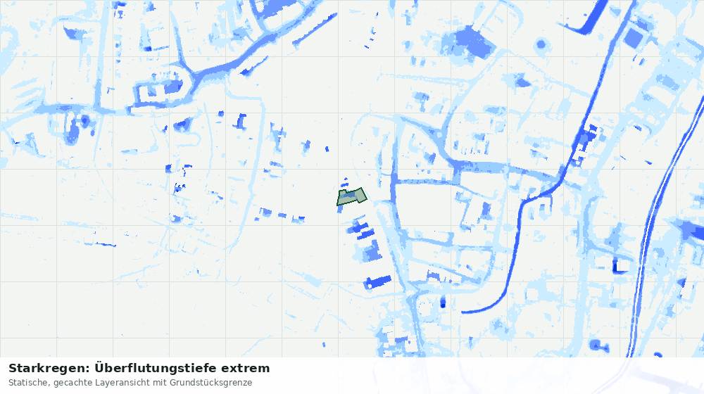 Statische Kartenansicht: Starkregen: Überflutungstiefe extrem
