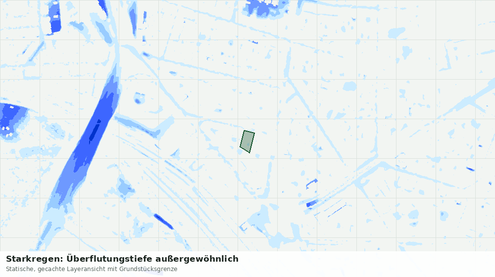 Statische Kartenansicht: Starkregen: Überflutungstiefe außergewöhnlich