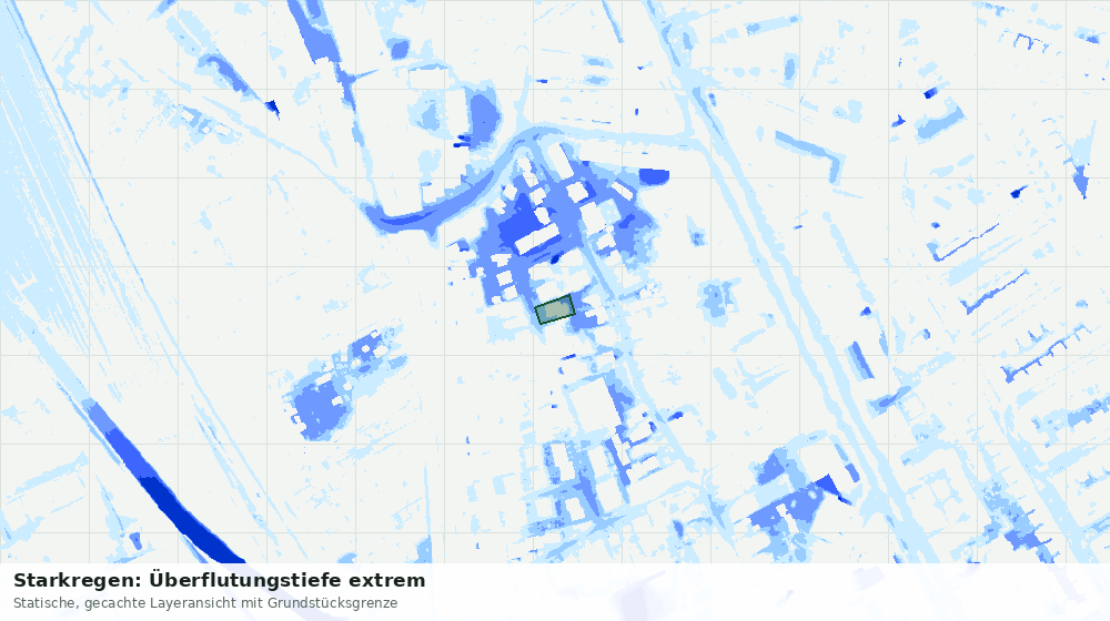 Statische Kartenansicht: Starkregen: Überflutungstiefe extrem