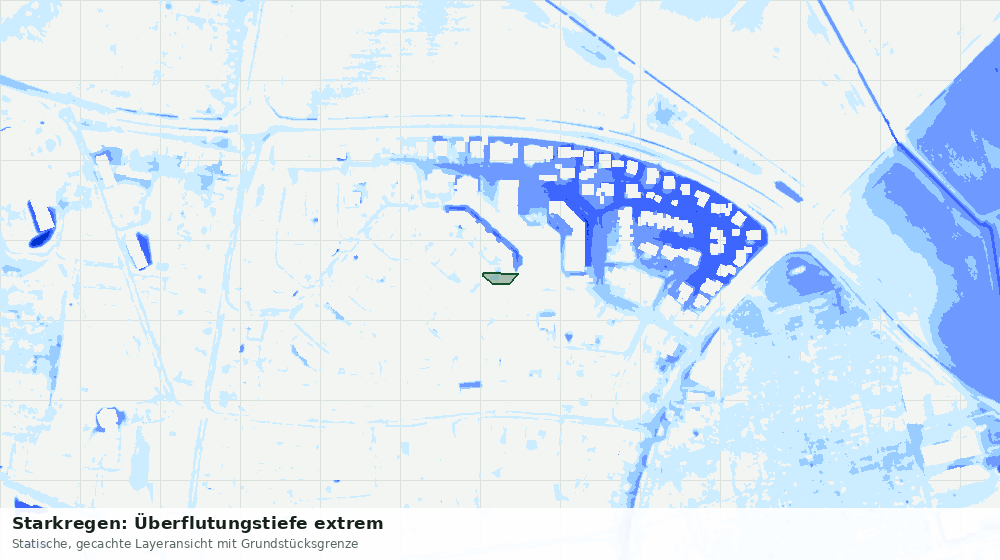 Statische Kartenansicht: Starkregen: Überflutungstiefe extrem