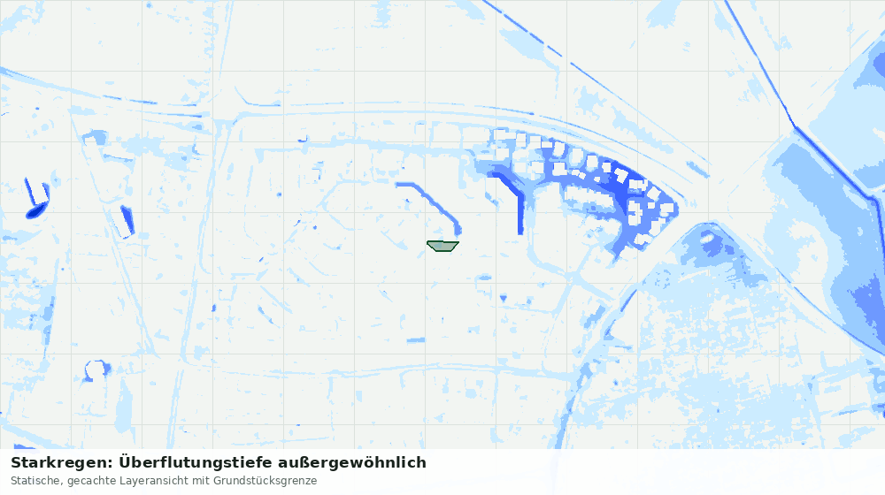 Statische Kartenansicht: Starkregen: Überflutungstiefe außergewöhnlich
