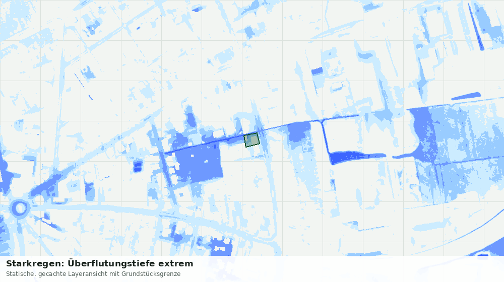 Statische Kartenansicht: Starkregen: Überflutungstiefe extrem