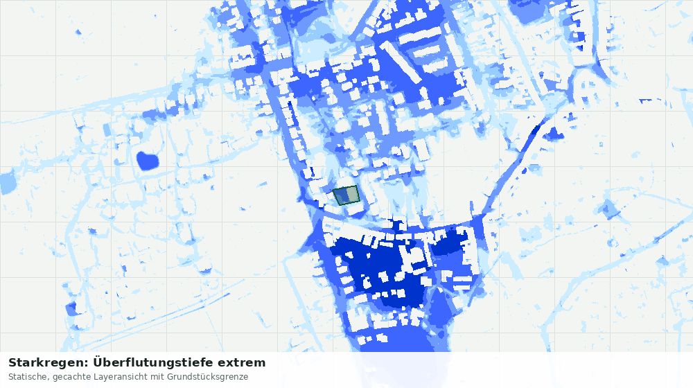 Statische Kartenansicht: Starkregen: Überflutungstiefe extrem