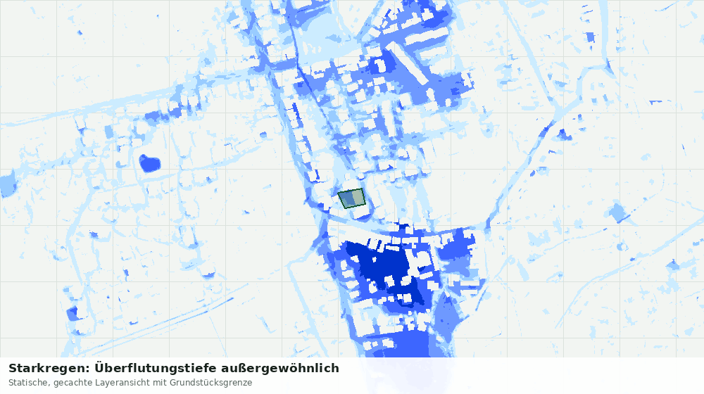 Statische Kartenansicht: Starkregen: Überflutungstiefe außergewöhnlich