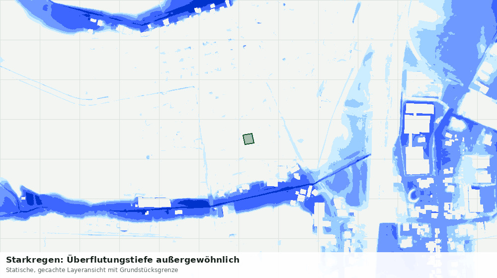 Statische Kartenansicht: Starkregen: Überflutungstiefe außergewöhnlich