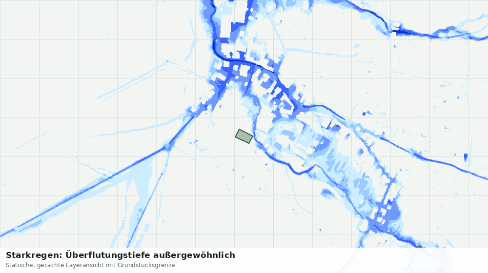 Statische Kartenansicht: Starkregen: Überflutungstiefe außergewöhnlich