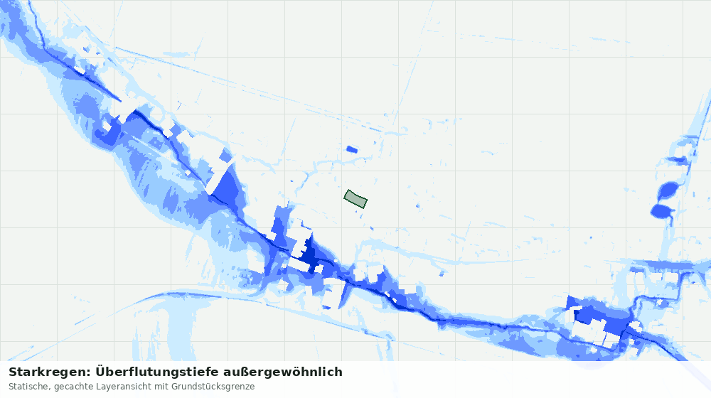 Statische Kartenansicht: Starkregen: Überflutungstiefe außergewöhnlich