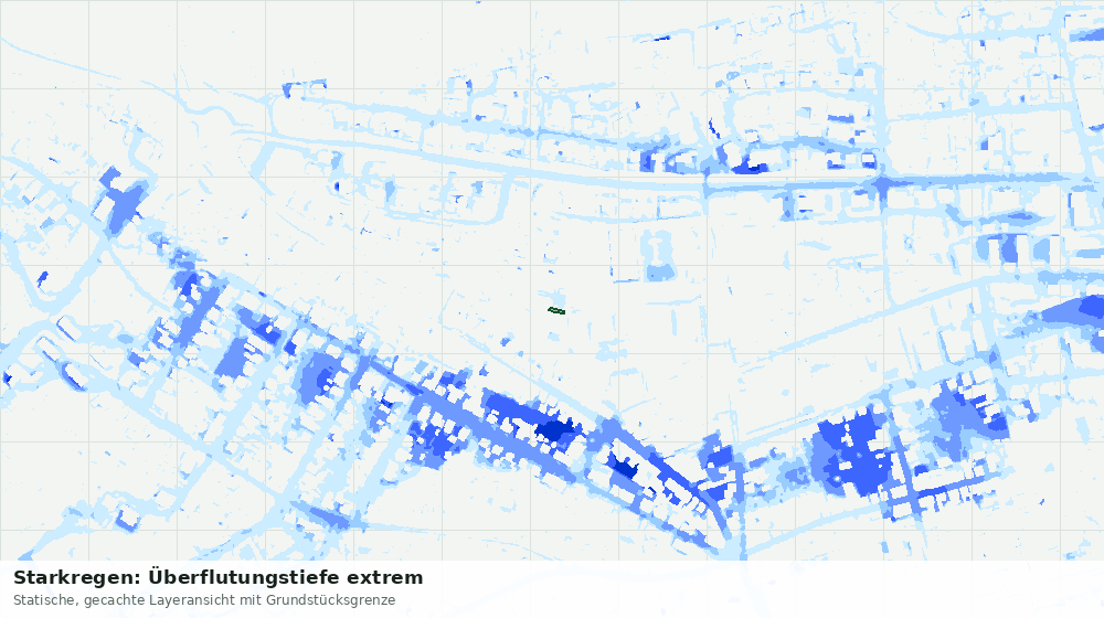 Statische Kartenansicht: Starkregen: Überflutungstiefe extrem