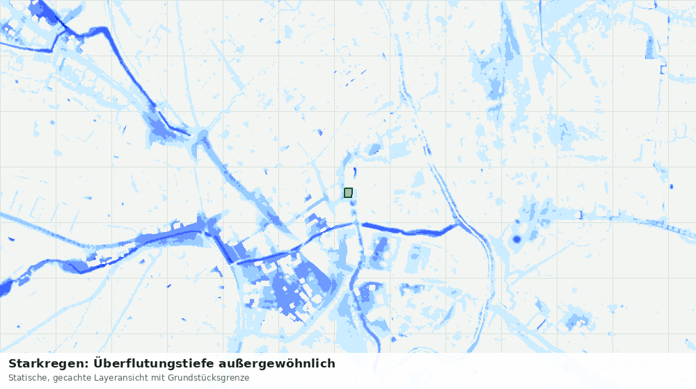 Statische Kartenansicht: Starkregen: Überflutungstiefe außergewöhnlich