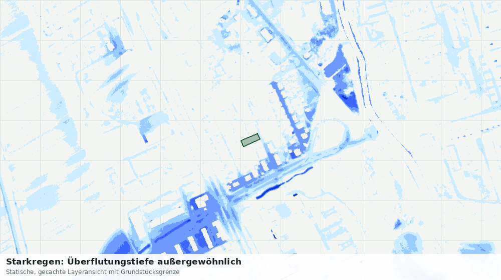 Statische Kartenansicht: Starkregen: Überflutungstiefe außergewöhnlich