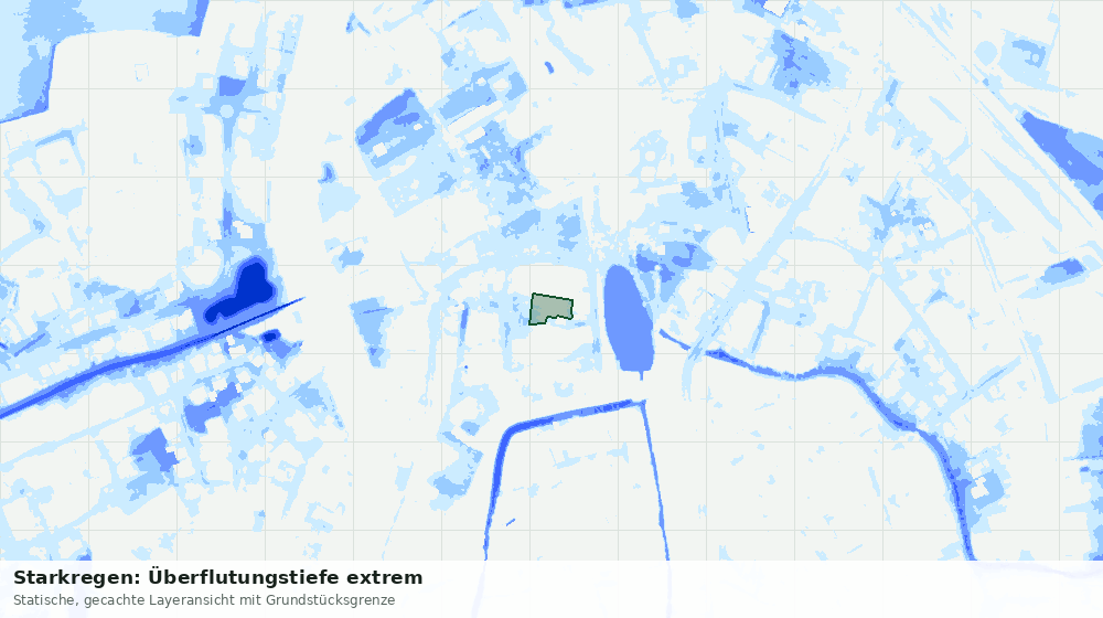 Statische Kartenansicht: Starkregen: Überflutungstiefe extrem