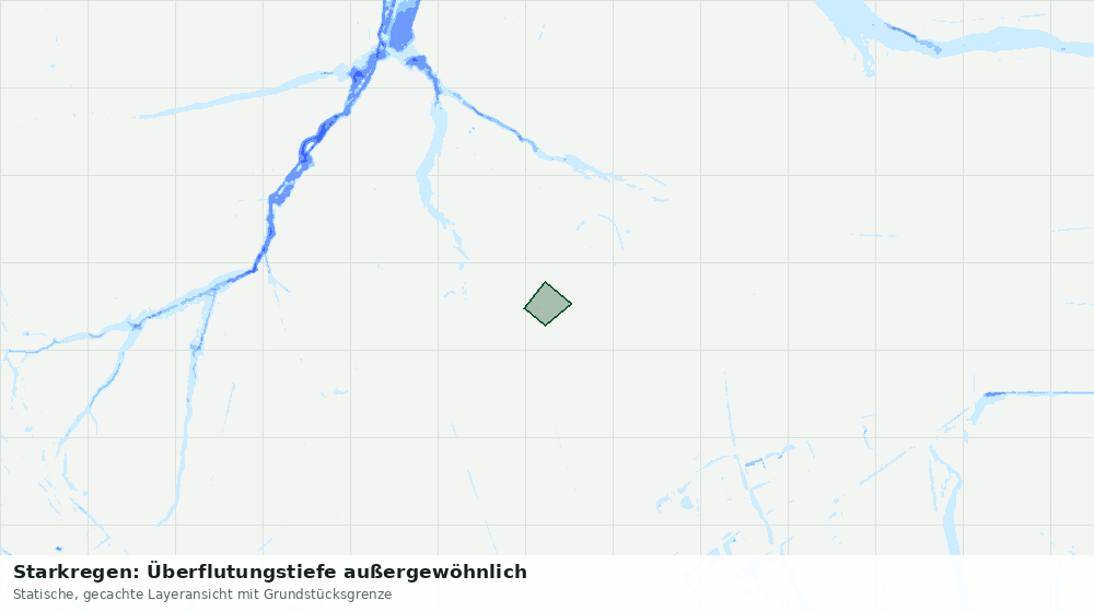 Statische Kartenansicht: Starkregen: Überflutungstiefe außergewöhnlich
