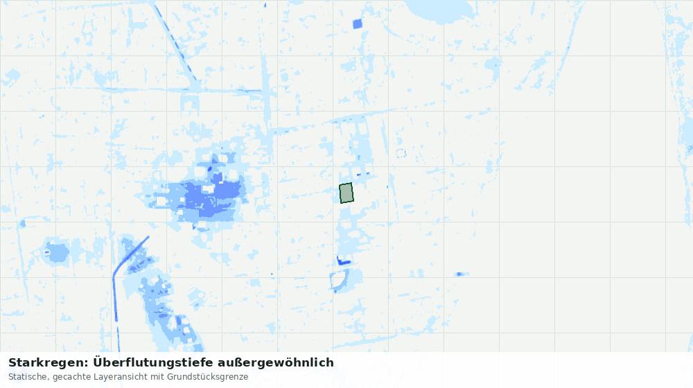 Statische Kartenansicht: Starkregen: Überflutungstiefe außergewöhnlich