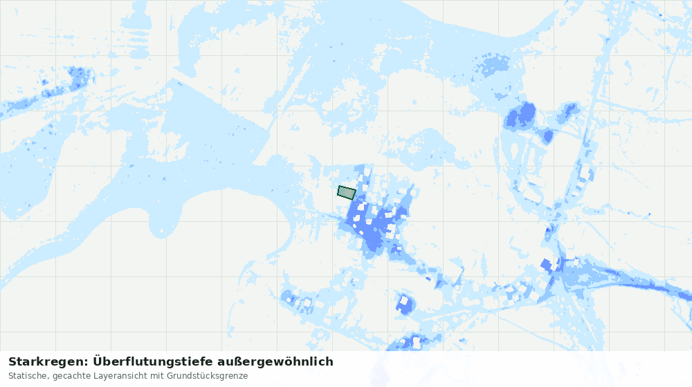 Statische Kartenansicht: Starkregen: Überflutungstiefe außergewöhnlich