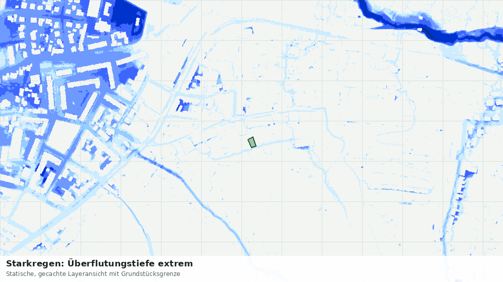 Statische Kartenansicht: Starkregen: Überflutungstiefe extrem