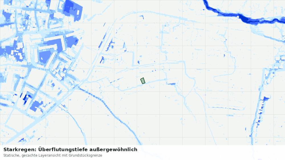 Statische Kartenansicht: Starkregen: Überflutungstiefe außergewöhnlich