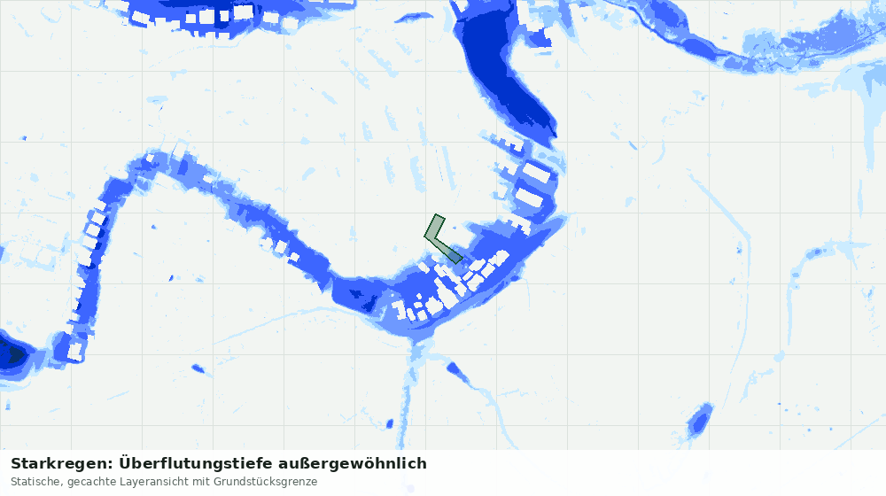 Statische Kartenansicht: Starkregen: Überflutungstiefe außergewöhnlich