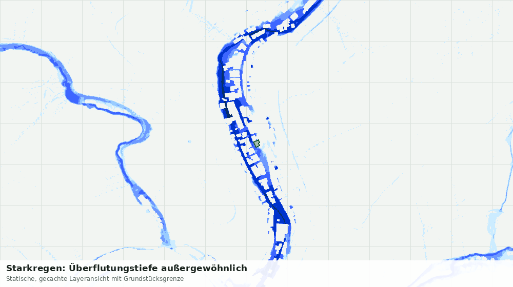 Statische Kartenansicht: Starkregen: Überflutungstiefe außergewöhnlich