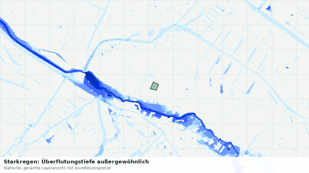 Statische Kartenansicht: Starkregen: Überflutungstiefe außergewöhnlich