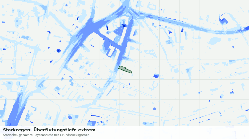 Statische Kartenansicht: Starkregen: Überflutungstiefe extrem