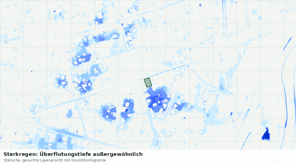 Statische Kartenansicht: Starkregen: Überflutungstiefe außergewöhnlich