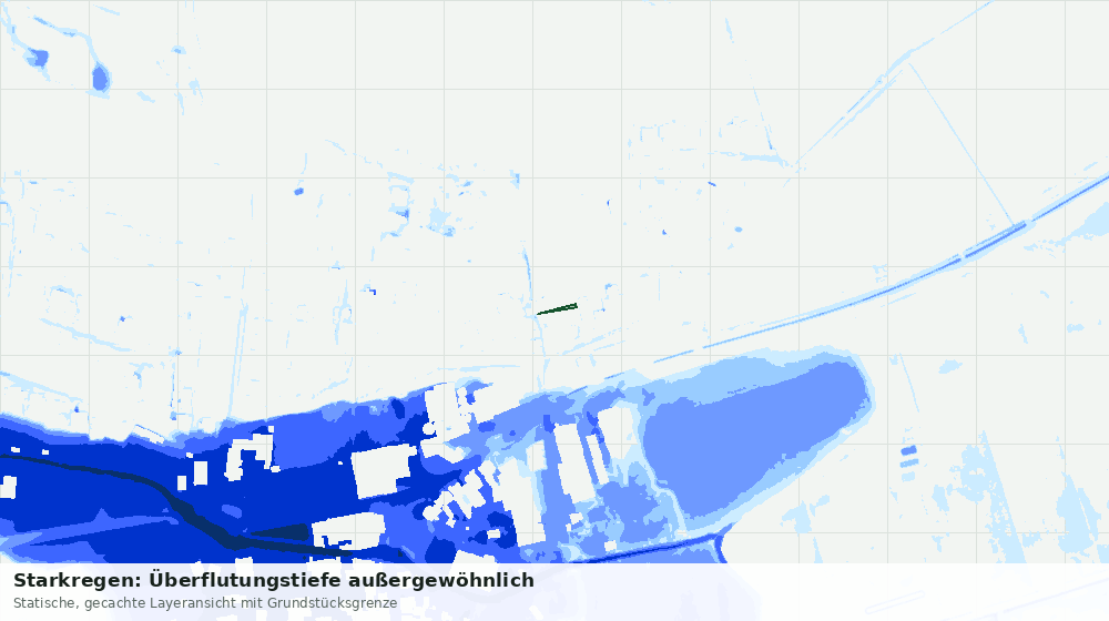 Statische Kartenansicht: Starkregen: Überflutungstiefe außergewöhnlich