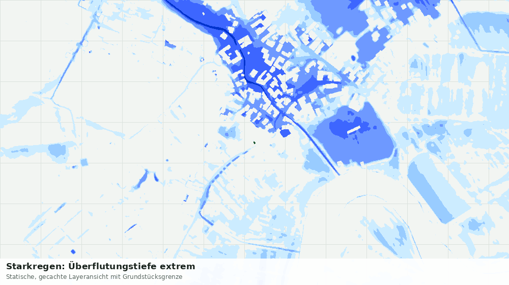 Statische Kartenansicht: Starkregen: Überflutungstiefe extrem