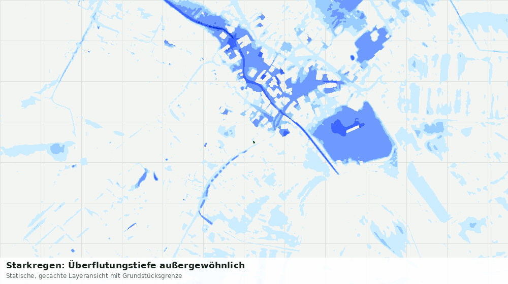 Statische Kartenansicht: Starkregen: Überflutungstiefe außergewöhnlich