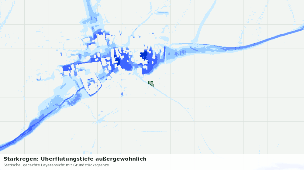 Statische Kartenansicht: Starkregen: Überflutungstiefe außergewöhnlich