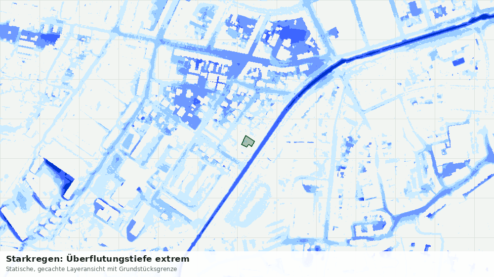 Statische Kartenansicht: Starkregen: Überflutungstiefe extrem