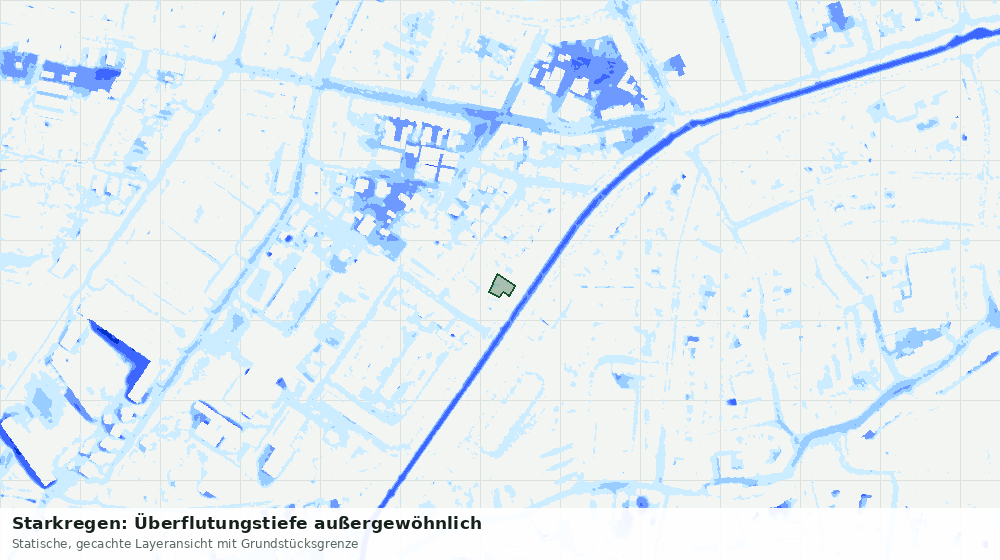 Statische Kartenansicht: Starkregen: Überflutungstiefe außergewöhnlich