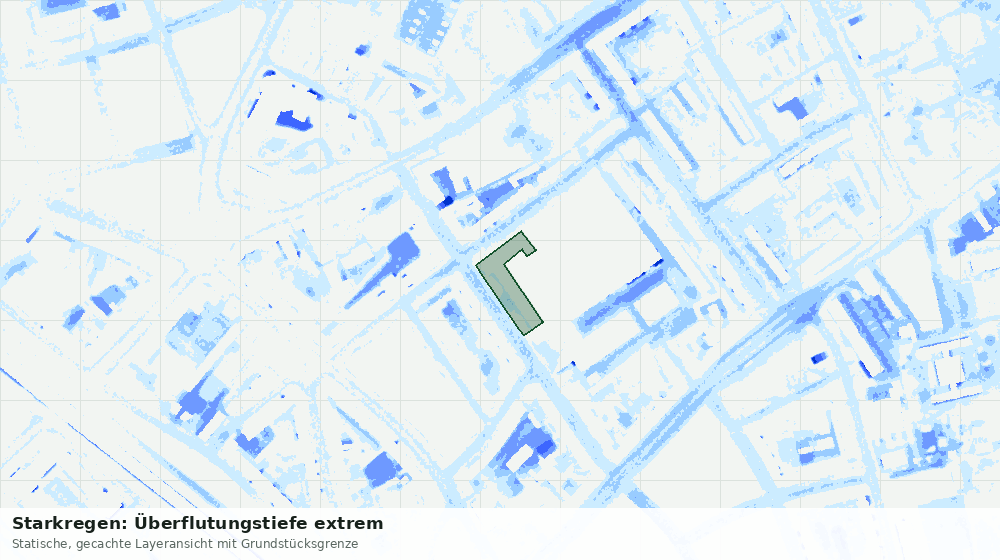 Statische Kartenansicht: Starkregen: Überflutungstiefe extrem