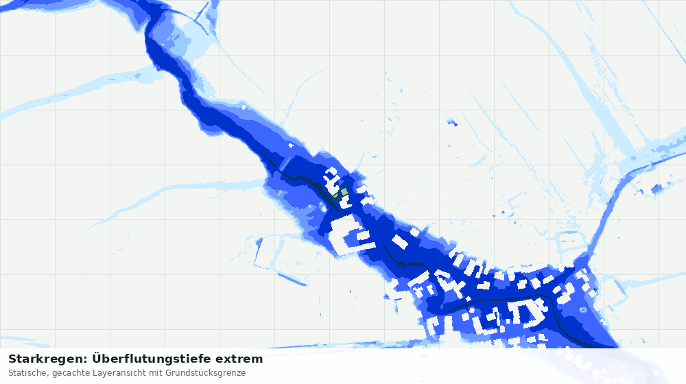 Statische Kartenansicht: Starkregen: Überflutungstiefe extrem