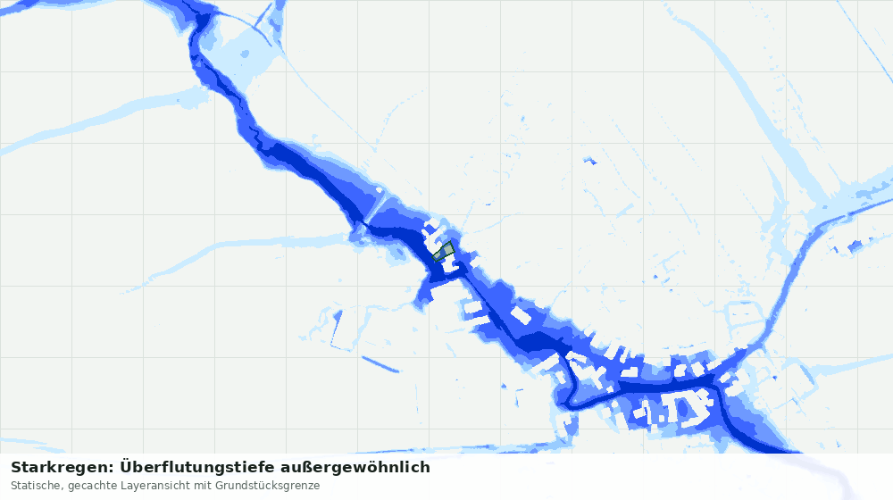 Statische Kartenansicht: Starkregen: Überflutungstiefe außergewöhnlich