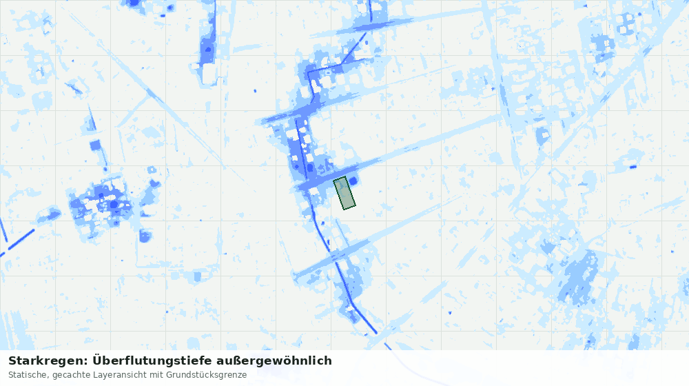 Statische Kartenansicht: Starkregen: Überflutungstiefe außergewöhnlich
