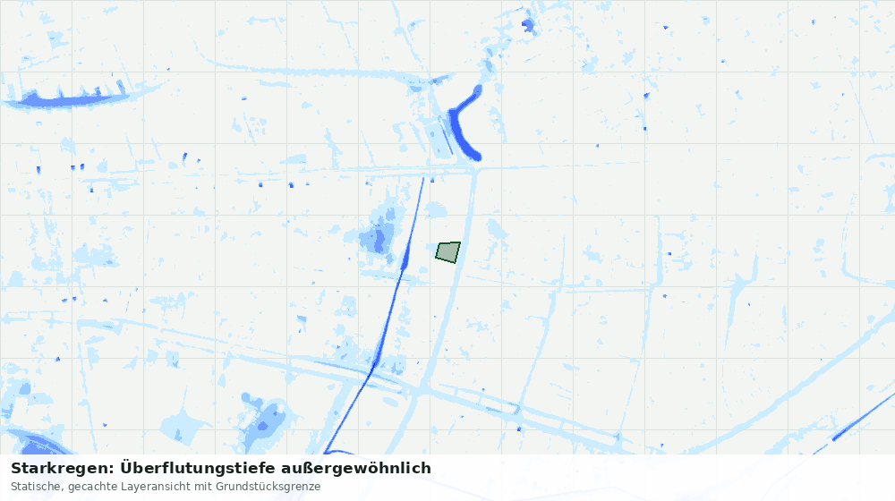 Statische Kartenansicht: Starkregen: Überflutungstiefe außergewöhnlich