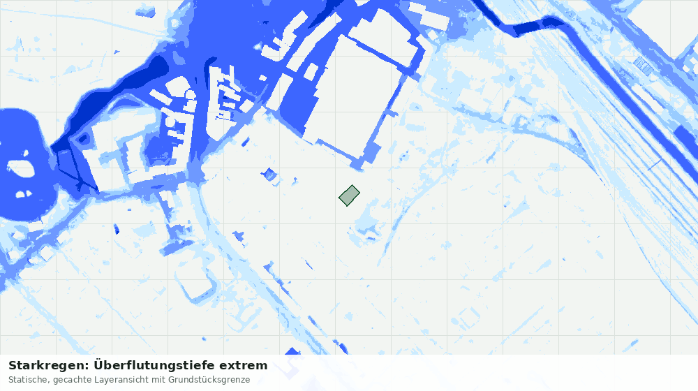 Statische Kartenansicht: Starkregen: Überflutungstiefe extrem