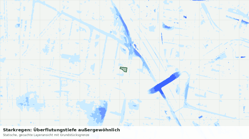 Statische Kartenansicht: Starkregen: Überflutungstiefe außergewöhnlich