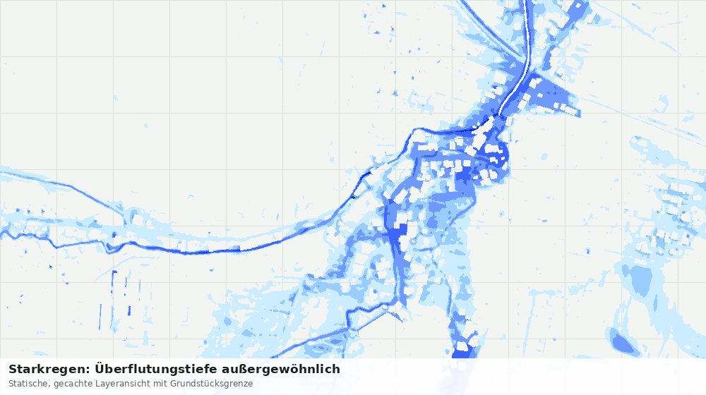 Statische Kartenansicht: Starkregen: Überflutungstiefe außergewöhnlich