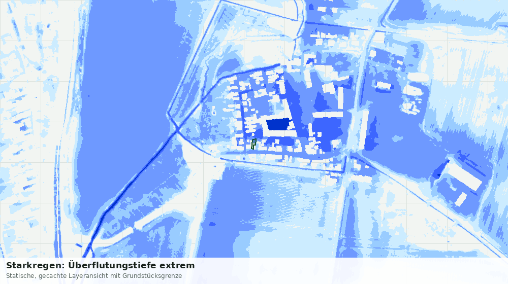 Statische Kartenansicht: Starkregen: Überflutungstiefe extrem