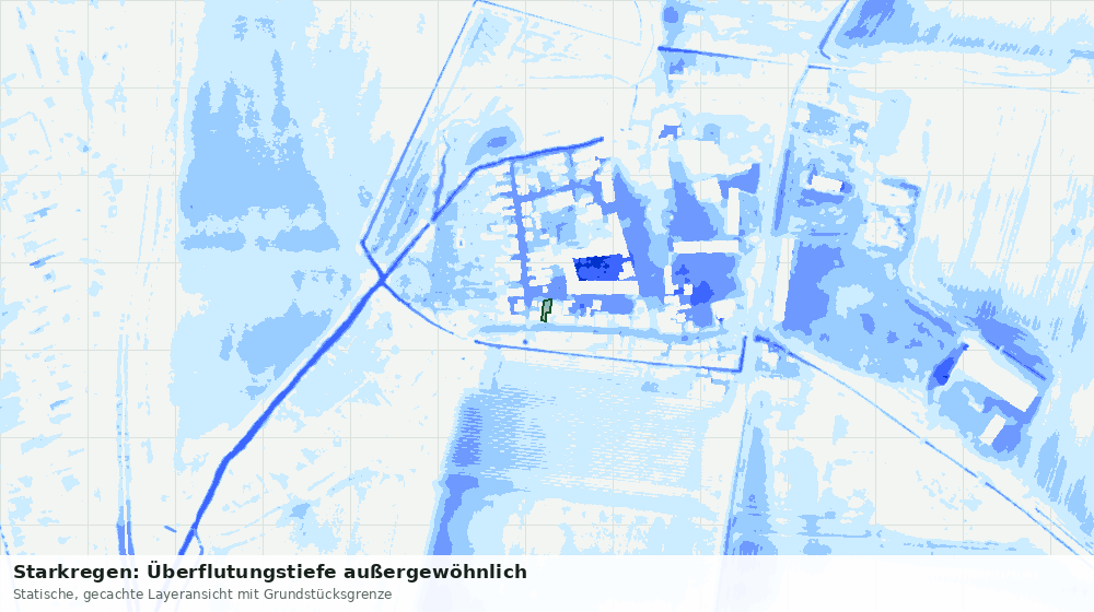 Statische Kartenansicht: Starkregen: Überflutungstiefe außergewöhnlich