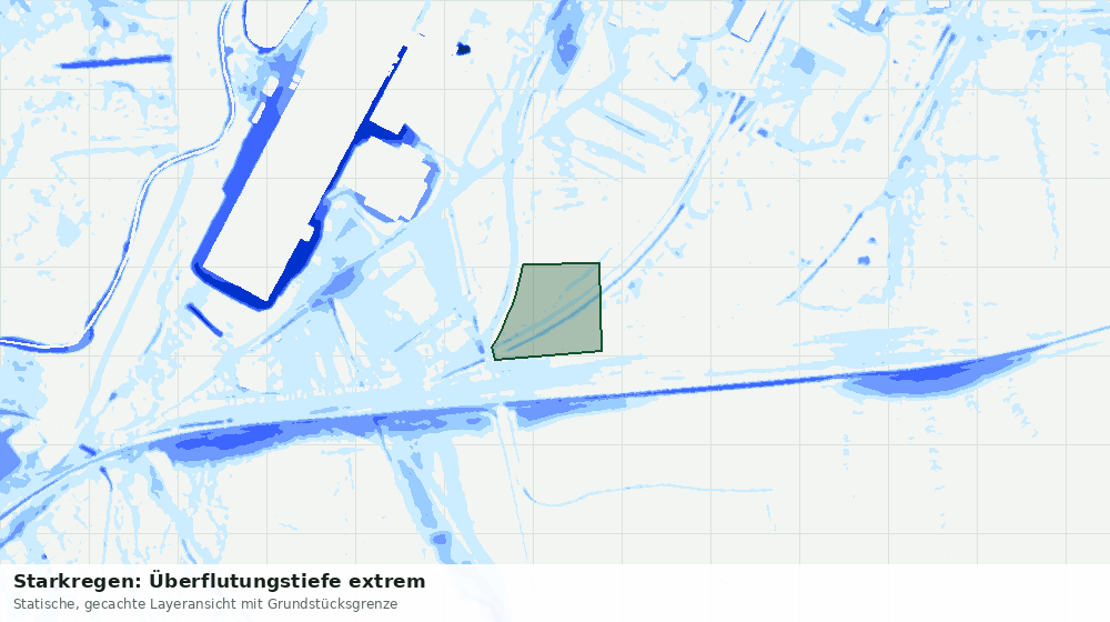 Statische Kartenansicht: Starkregen: Überflutungstiefe extrem