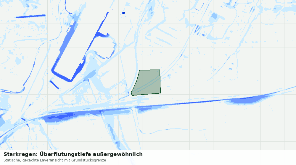 Statische Kartenansicht: Starkregen: Überflutungstiefe außergewöhnlich