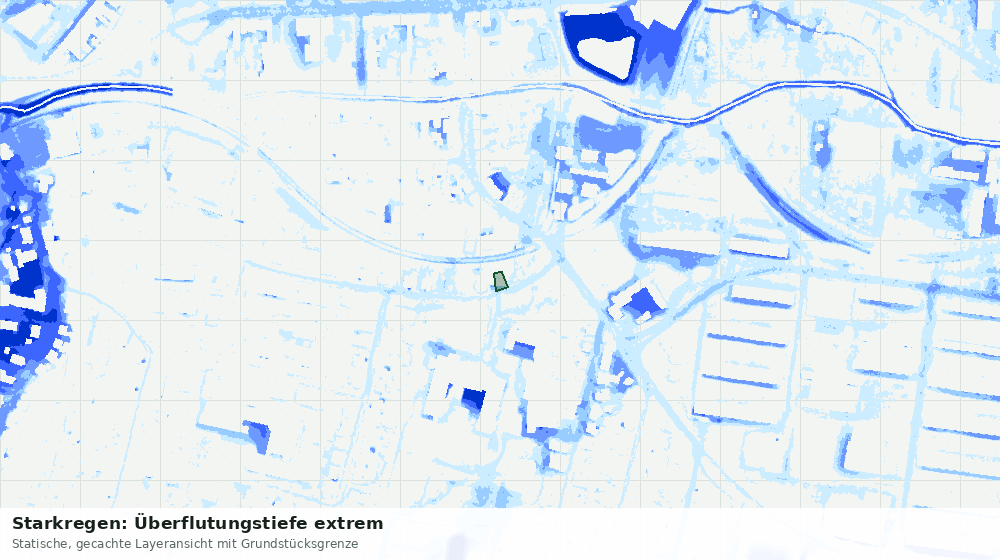 Statische Kartenansicht: Starkregen: Überflutungstiefe extrem