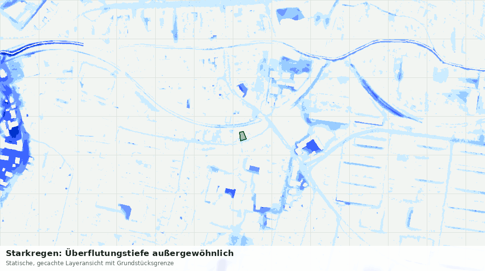 Statische Kartenansicht: Starkregen: Überflutungstiefe außergewöhnlich
