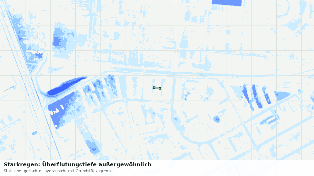 Statische Kartenansicht: Starkregen: Überflutungstiefe außergewöhnlich