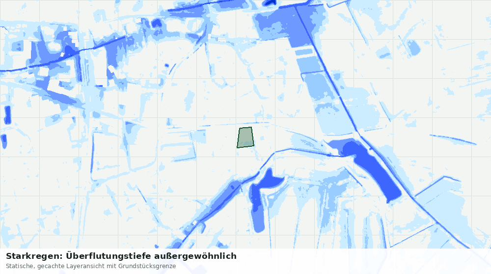 Statische Kartenansicht: Starkregen: Überflutungstiefe außergewöhnlich