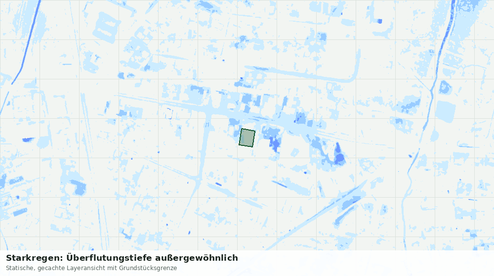 Statische Kartenansicht: Starkregen: Überflutungstiefe außergewöhnlich